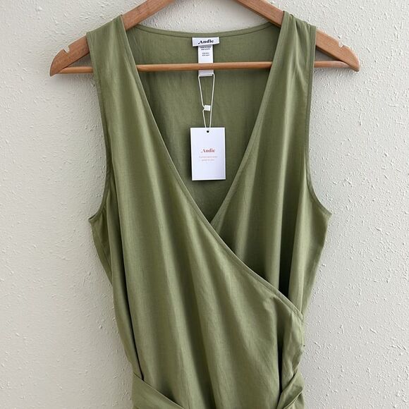 New Andie Swim The Armona Wrap Dress in Ivy Size M - Picture 4 of 9
